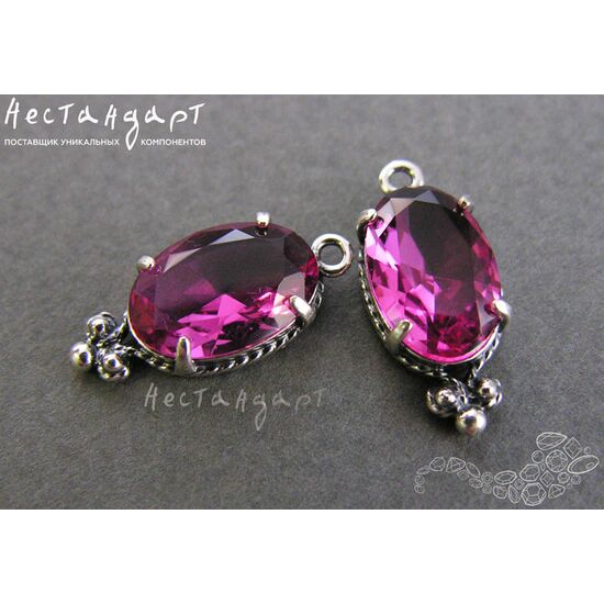 Подвеска со вставкой Rubellite Crystal Silver Plated 19х8,5 мм, изображение 2