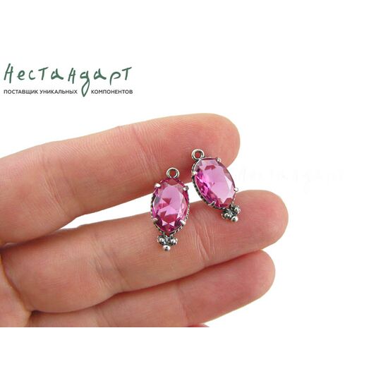 Подвеска со вставкой Rubellite Crystal Silver Plated 19х8,5 мм, изображение 3