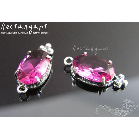 Подвеска со вставкой Rubellite Crystal Silver Plated 19х8,5 мм, изображение 4