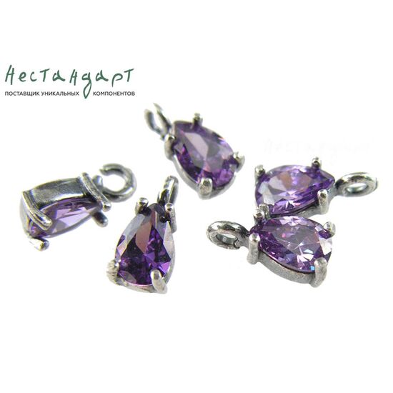 Подвеска со вставкой Amethyst Fianit Unique Silver Plated 9х4 мм