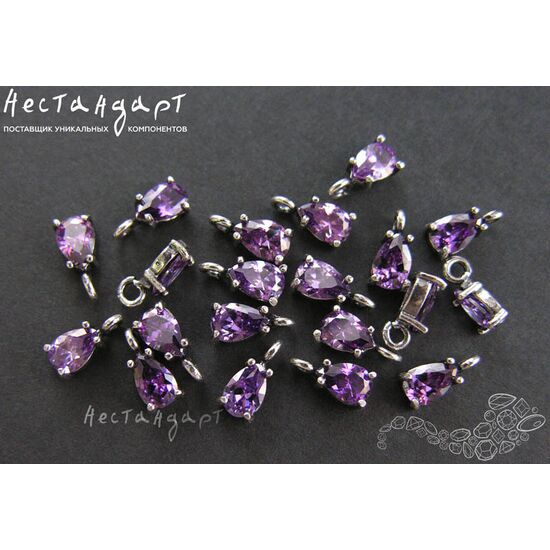 Подвеска со вставкой Amethyst Fianit Unique Silver Plated 9х4 мм, изображение 2