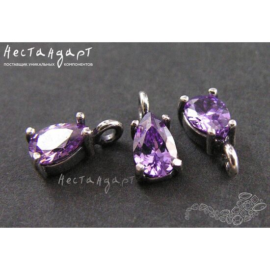 Подвеска со вставкой Amethyst Fianit Unique Silver Plated 9х4 мм, изображение 4