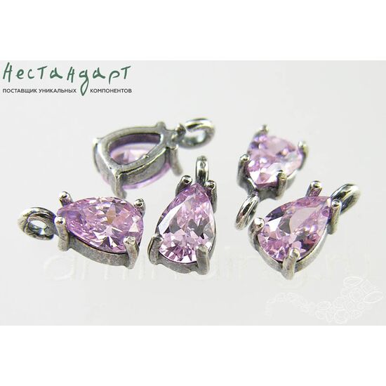 Подвеска со вставкой Morganit Fianit Unique Silver Plated 9х4 мм
