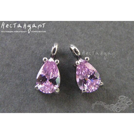 Подвеска со вставкой Morganit Fianit Unique Silver Plated 9х4 мм, изображение 2