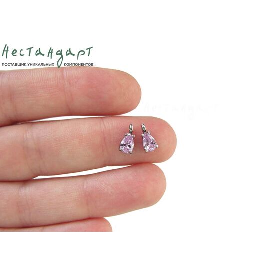 Подвеска со вставкой Morganit Fianit Unique Silver Plated 9х4 мм, изображение 3