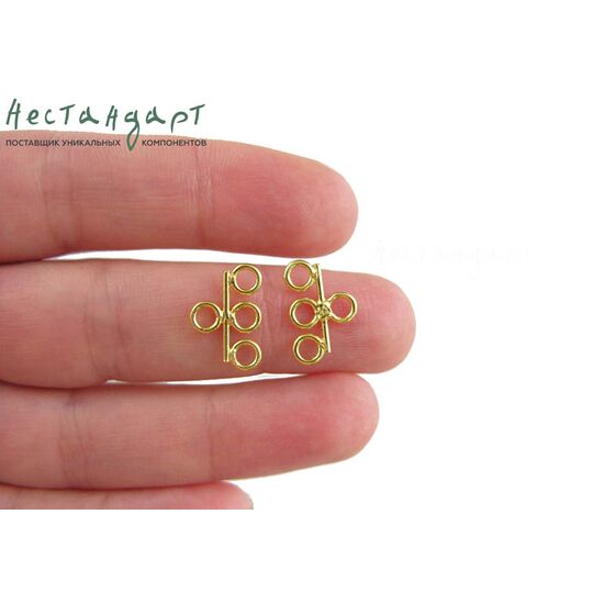 Коннектор-разделитель на 3 нити Chandelier Vermeil Sterling Silver 15х10 мм, изображение 2