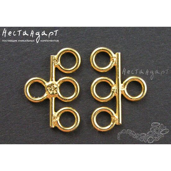 Коннектор-разделитель на 3 нити Chandelier Vermeil Sterling Silver 15х10 мм, изображение 3