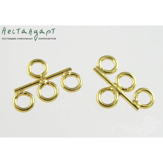 Коннектор-разделитель на 3 нити Chandelier Vermeil Sterling Silver 15х10 мм, изображение 4