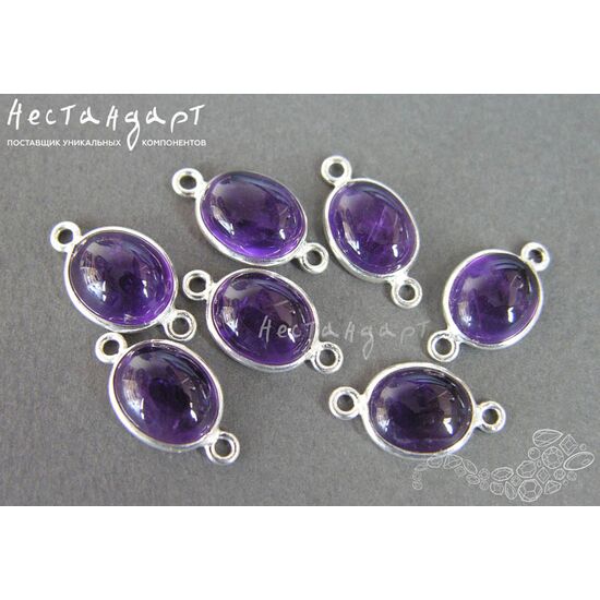 Коннектор со вставкой Аметист Sterling Silver 18х9 мм, изображение 2