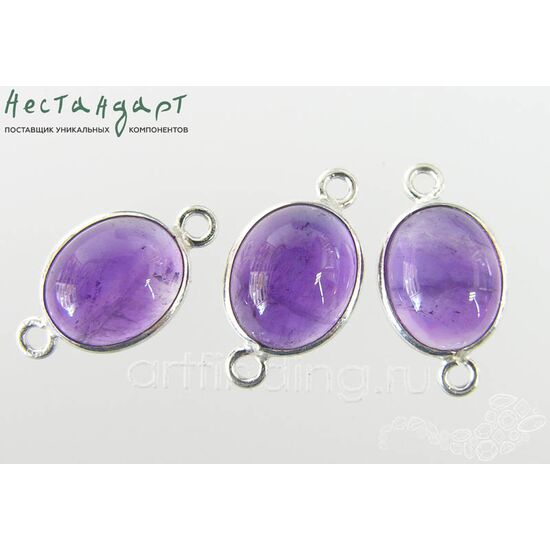Коннектор со вставкой Аметист Sterling Silver 18х9 мм, изображение 3