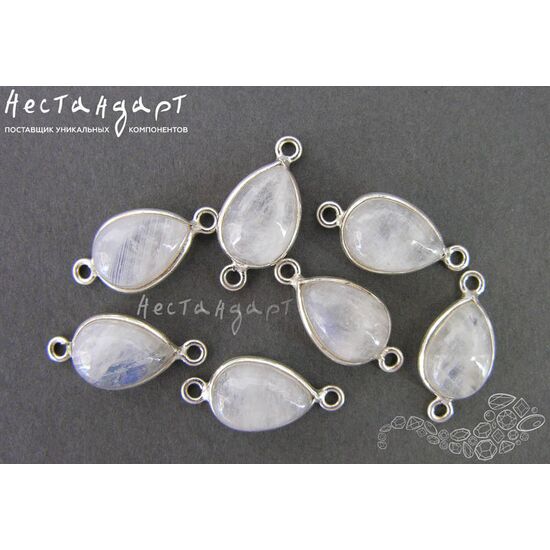 Коннектор со вставкой Лунный камень Drop Sterling Silver 19х9 мм, изображение 2
