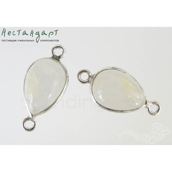 Коннектор со вставкой Лунный камень Drop Sterling Silver 19х9 мм, изображение 4