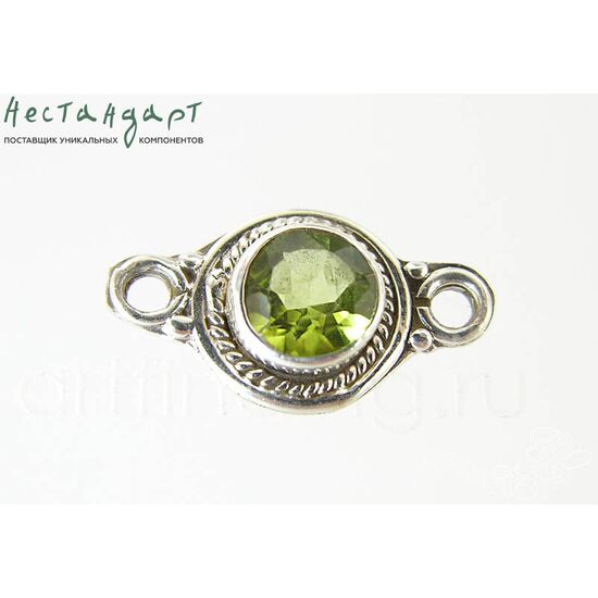 Коннектор со вставкой Хризолит Sterling Silver 18х9 мм, изображение 4
