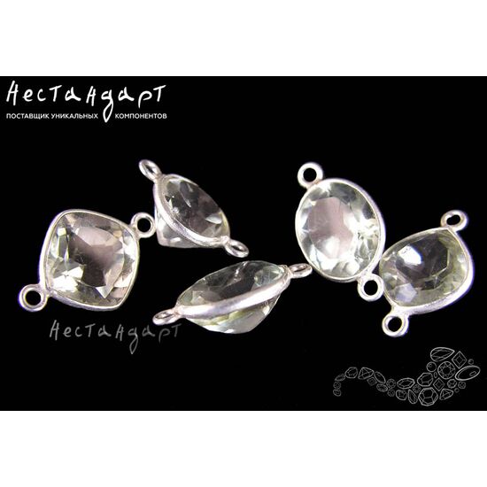 Коннектор со вставкой Празиолит Silver Plated 17х10 мм, изображение 2