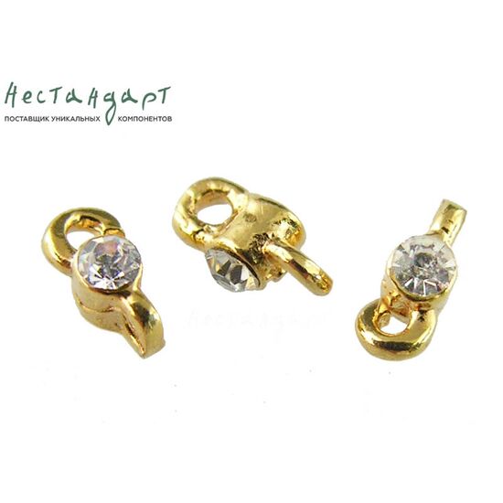 Коннектор со вставкой Micro White Crystals Gold Plated 6 мм