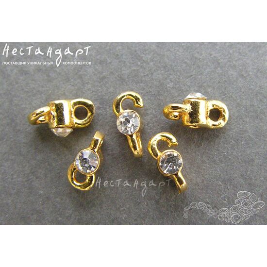 Коннектор со вставкой Micro White Crystals Gold Plated 6 мм, изображение 2