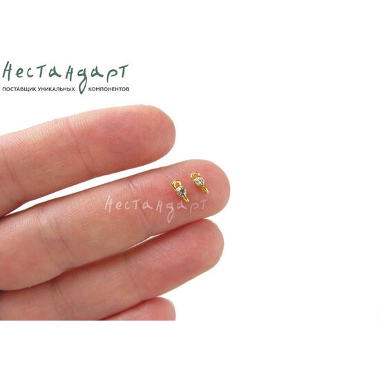 Коннектор со вставкой Micro White Crystals Gold Plated 6 мм, изображение 3