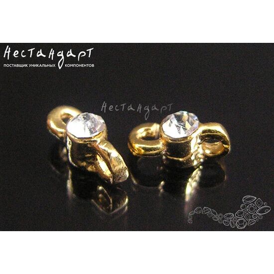Коннектор со вставкой Micro White Crystals Gold Plated 6 мм, изображение 4