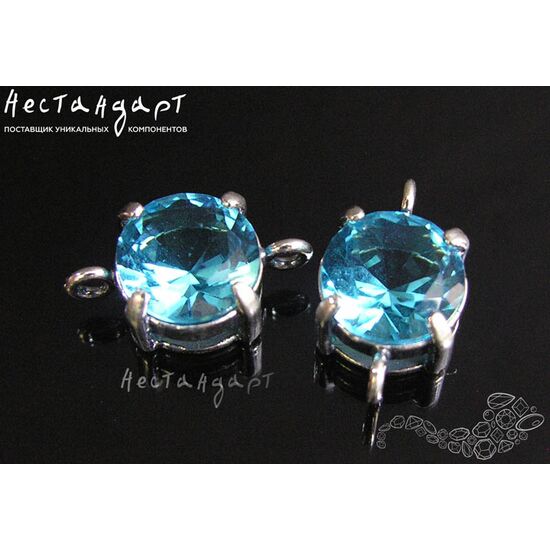 Коннектор со вставкой Sky Blue Crystal Silver Plated 14х8х6 мм, изображение 4