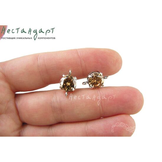 Коннектор со вставкой Topaz Fianit Silver Plated 14х8х6 мм, изображение 3