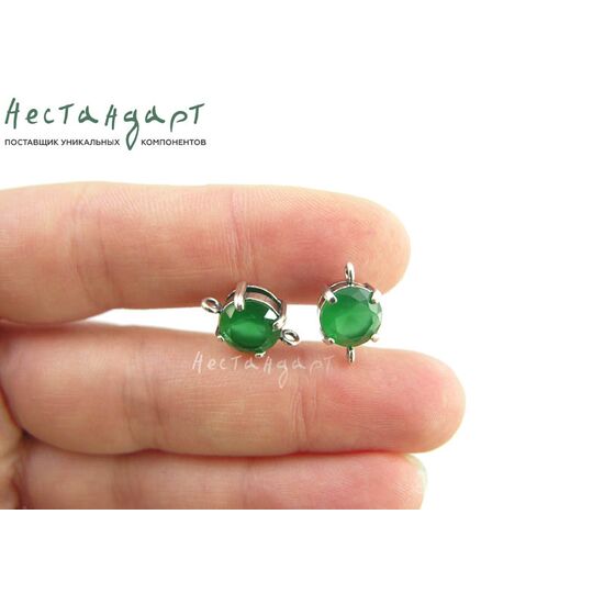 Коннектор со вставкой Chrysoprase Crystal Silver Plated 14х8х6 мм, изображение 2