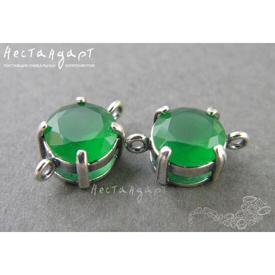 Коннектор со вставкой Chrysoprase Crystal Silver Plated 14х8х6 мм, изображение 3