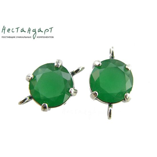 Коннектор со вставкой Chrysoprase Crystal Silver Plated 14х8х6 мм, изображение 4