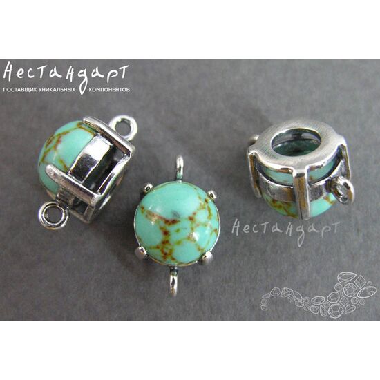 Коннектор со вставкой Turquoise Silver Plated 14х8 мм, изображение 2