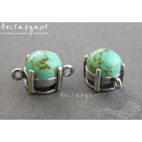 Коннектор со вставкой Turquoise Silver Plated 14х8 мм, изображение 4