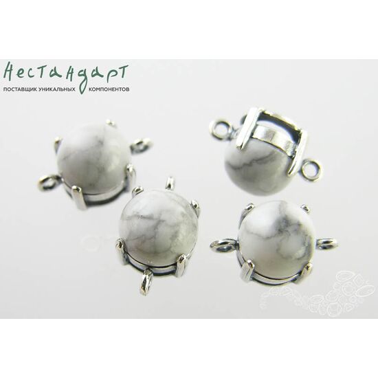 Коннектор со вставкой Говлит Silver Plated 14х8 мм, изображение 2