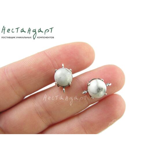 Коннектор со вставкой Говлит Silver Plated 14х8 мм, изображение 3