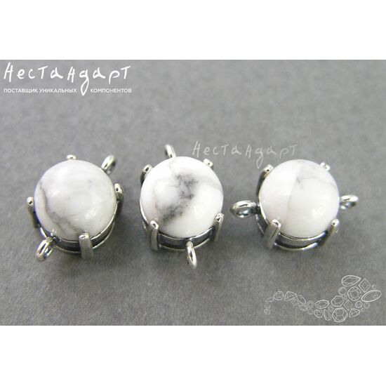 Коннектор со вставкой Говлит Silver Plated 14х8 мм, изображение 4