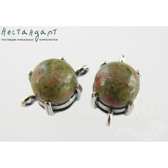 Коннектор со вставкой Унакит Silver Plated 14х8 мм, изображение 2