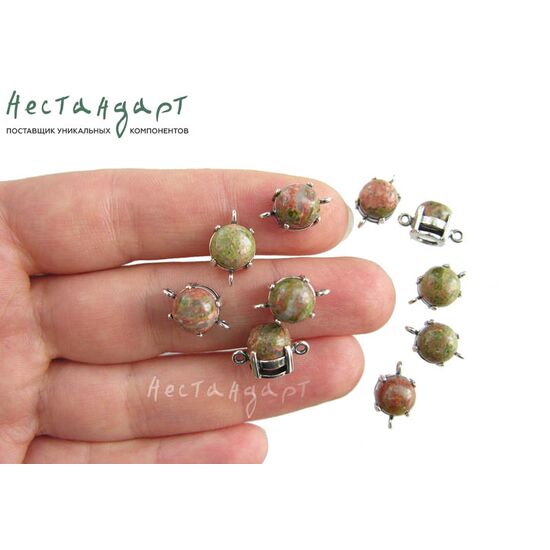 Коннектор со вставкой Унакит Silver Plated 14х8 мм, изображение 3