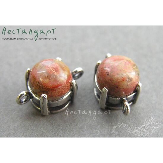 Коннектор со вставкой Унакит Silver Plated 14х8 мм, изображение 4