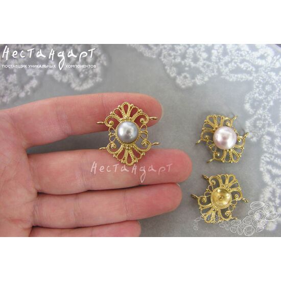 Коннектор-разделитель на 2 нити Tenderness латунь 27х25 мм, изображение 2