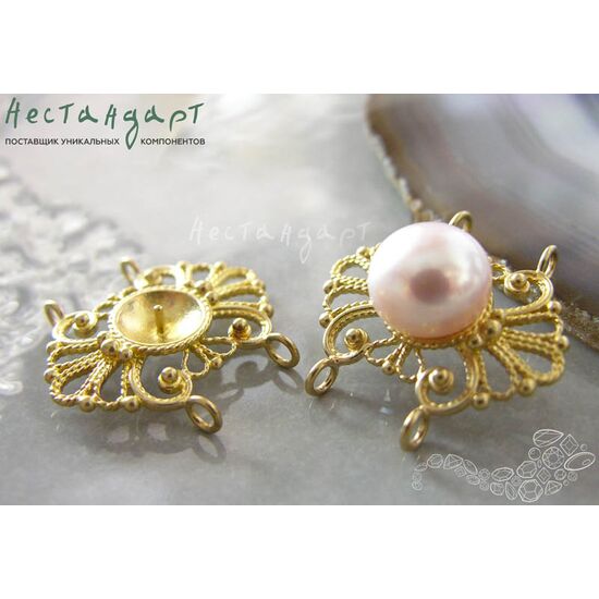 Коннектор-разделитель на 2 нити Tenderness латунь 27х25 мм, изображение 3