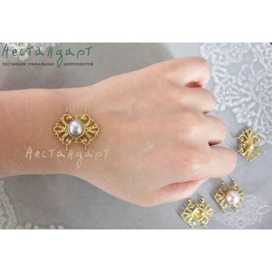 Коннектор-разделитель на 2 нити Tenderness латунь 27х25 мм, изображение 4