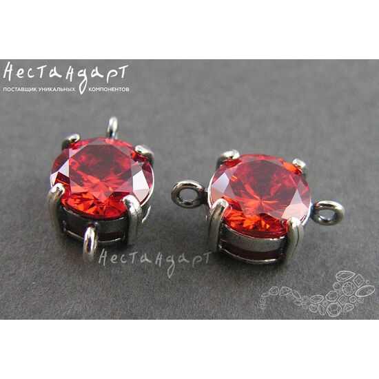 Коннектор со вставкой Hyacinth Fianit Silver Plated 14х8х6 мм, изображение 2