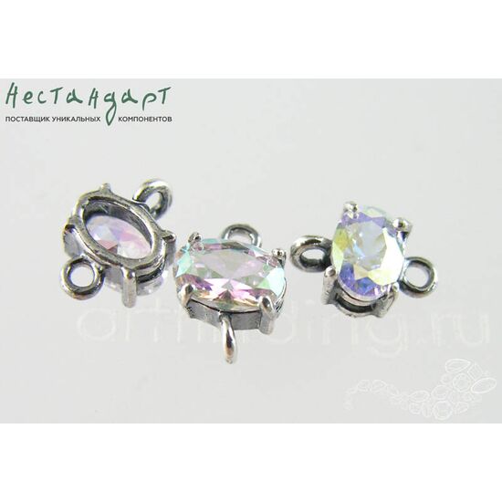 Коннектор со вставкой Mini Aurora Boreale Fianit Silver Plated 9x6 мм, изображение 4