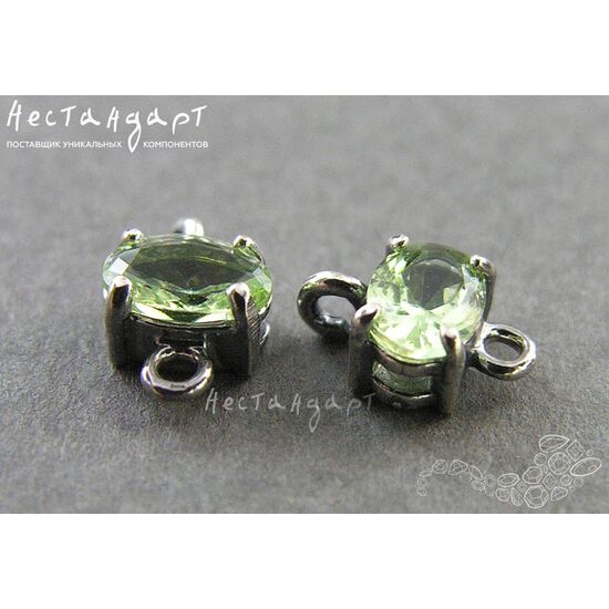 Коннектор со вставкой Mini Chrysolite Crystal Silver Plated 9x6 мм, изображение 3