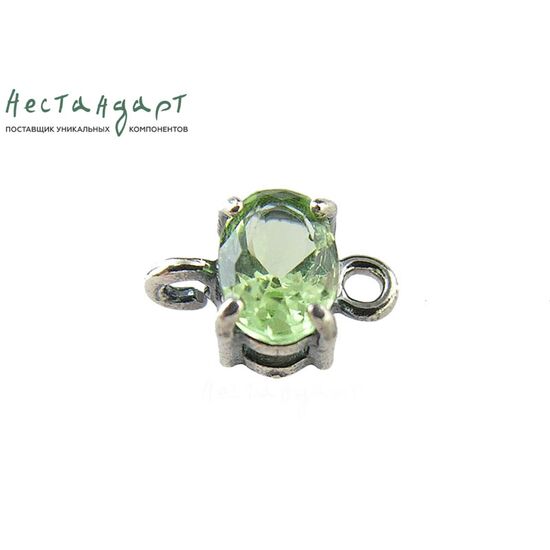 Коннектор со вставкой Mini Chrysolite Crystal Silver Plated 9x6 мм, изображение 4