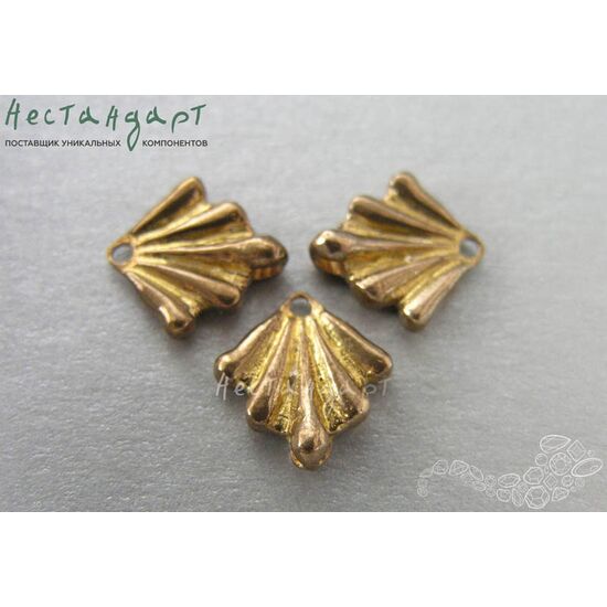 Коннектор-подвеска Shell латунь 12х12,6 мм, изображение 2