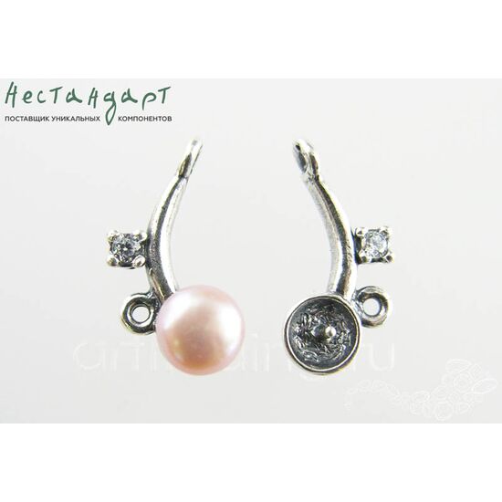 Коннектор со штифтом Comma Fianit Silver Plated 17х8 мм (пара), изображение 4