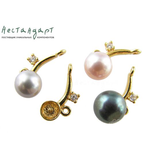 Коннектор со штифтом Comma Fianit Gold Plated 17х8 мм (пара)