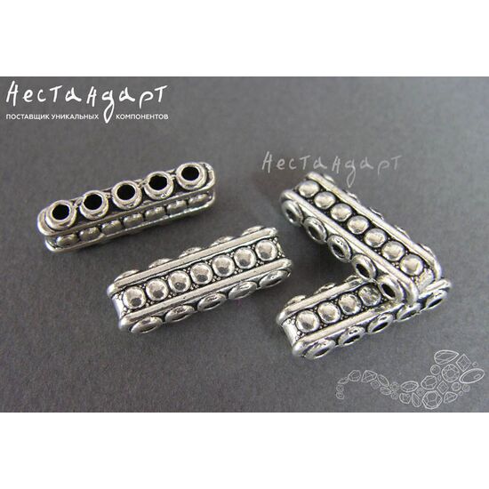 Коннектор-разделитель на 5 нитей Delimiter Silver Plated 24х8 мм, изображение 2