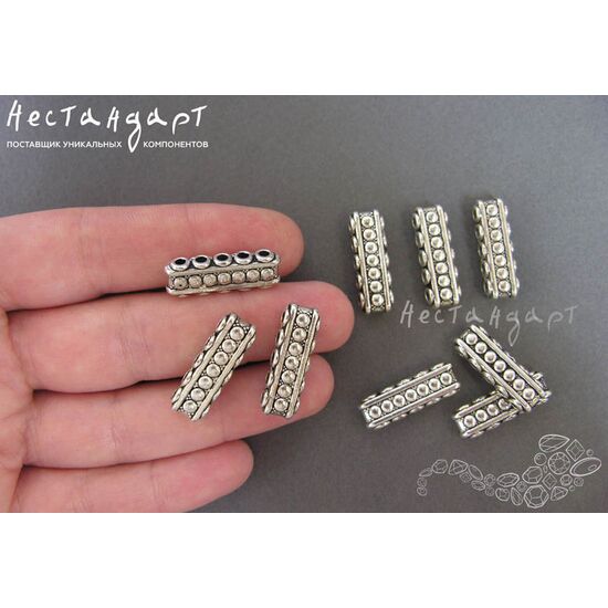 Коннектор-разделитель на 5 нитей Delimiter Silver Plated 24х8 мм, изображение 4