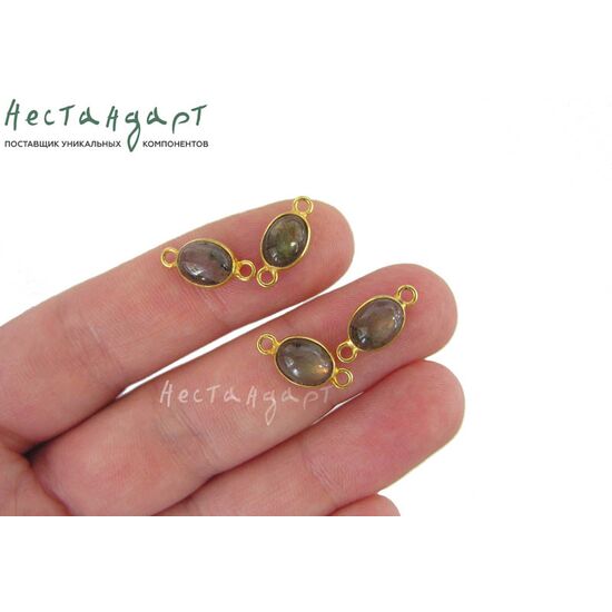 Коннектор со вставкой Лабрадор Oval Vermeil Sterling Silver 15х7 мм, изображение 3