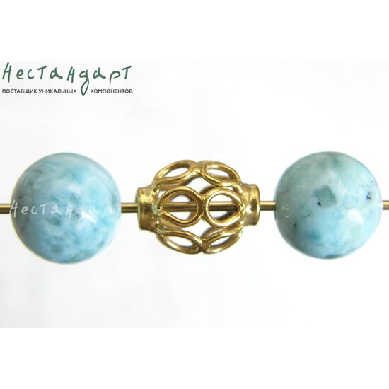 Бусина Hollow Vermeil Sterling Silver 9х7 мм, изображение 2