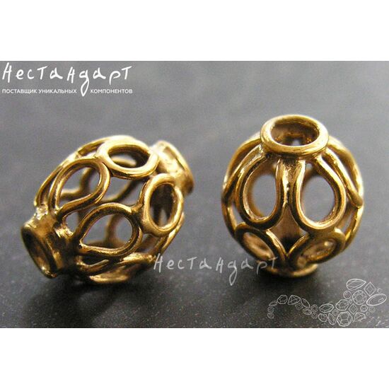 Бусина Hollow Vermeil Sterling Silver 9х7 мм, изображение 3